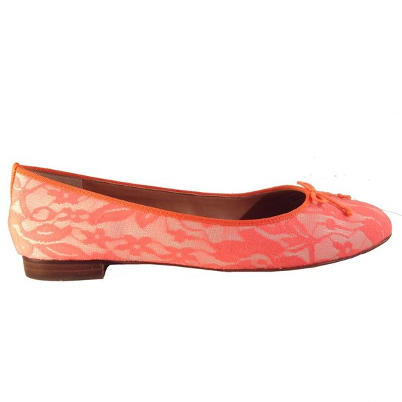 J CREW FACTORY LACE UPTOWN BALLET FLATS LOW HEEL FLAMINGO NEON ORANGE 9.5 EASTER - Picture 9 of 16